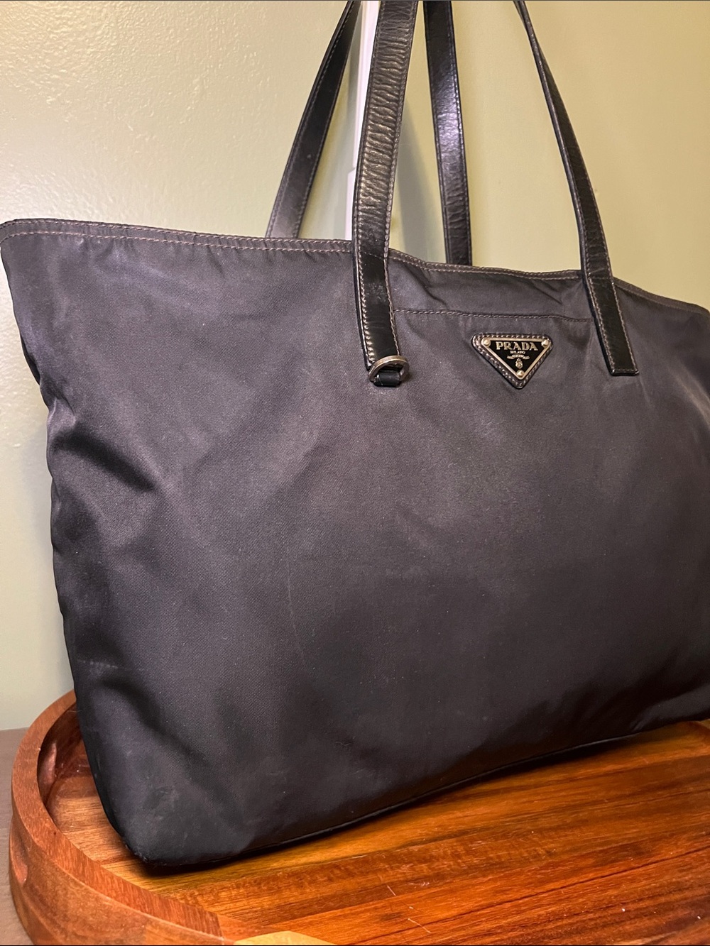 Prada Black Nylon Tote with Leather Handles - Picture 3 of 10
